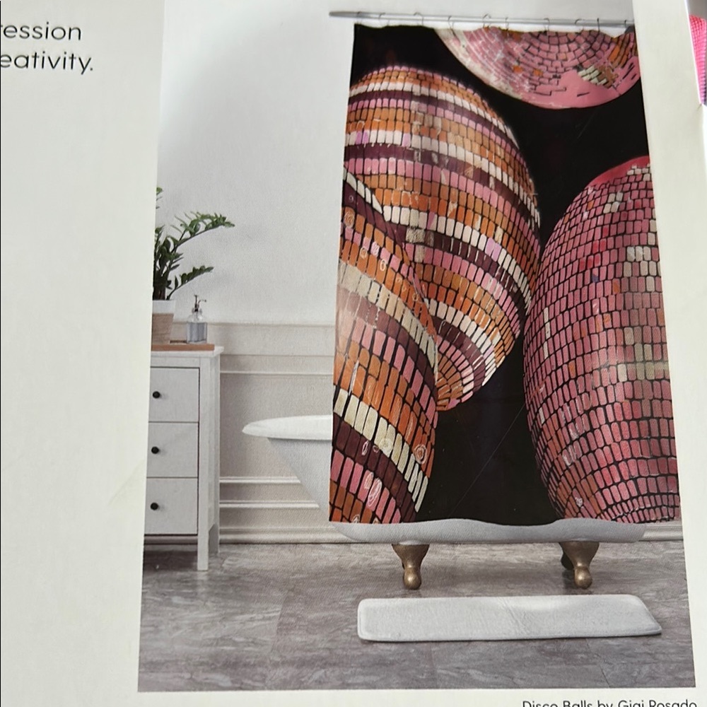 Society 6 pink/black shower curtain